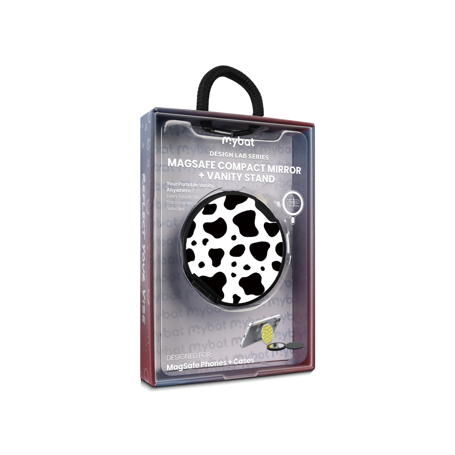 MyBat Design Lab MagSafe Selfie Mirror Kickstand - Black - Original Cow Print - MOTHMNUSU331-014-11.jpg