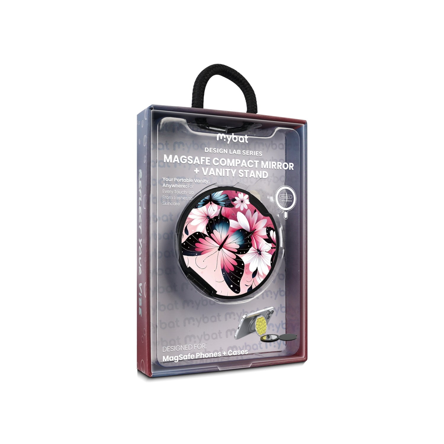 MyBat Design Lab MagSafe Selfie Mirror Kickstand - Black - Butterfly Bouquet - MOTHMNUSU331-184-11.jpg