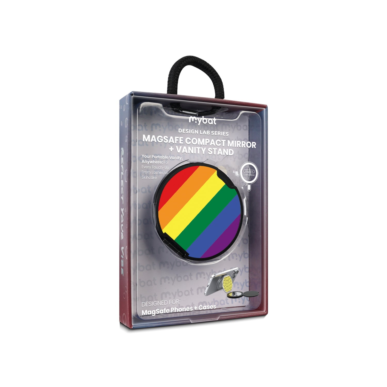 MyBat Design Lab MagSafe Selfie Mirror Kickstand - Black - Rainbow Stripes - MOTHMNUSU331-459-11.jpg