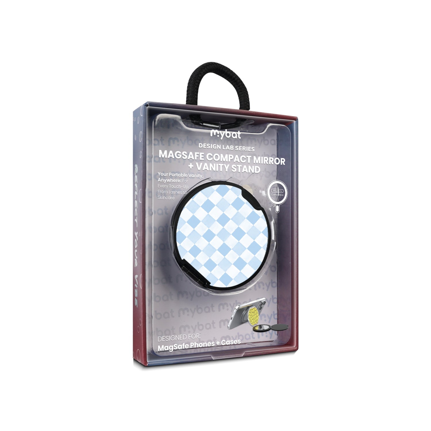 MyBat Design Lab MagSafe Selfie Mirror Kickstand - Black - Sky Blue Check - MOTHMNUSU331-478-11.jpg