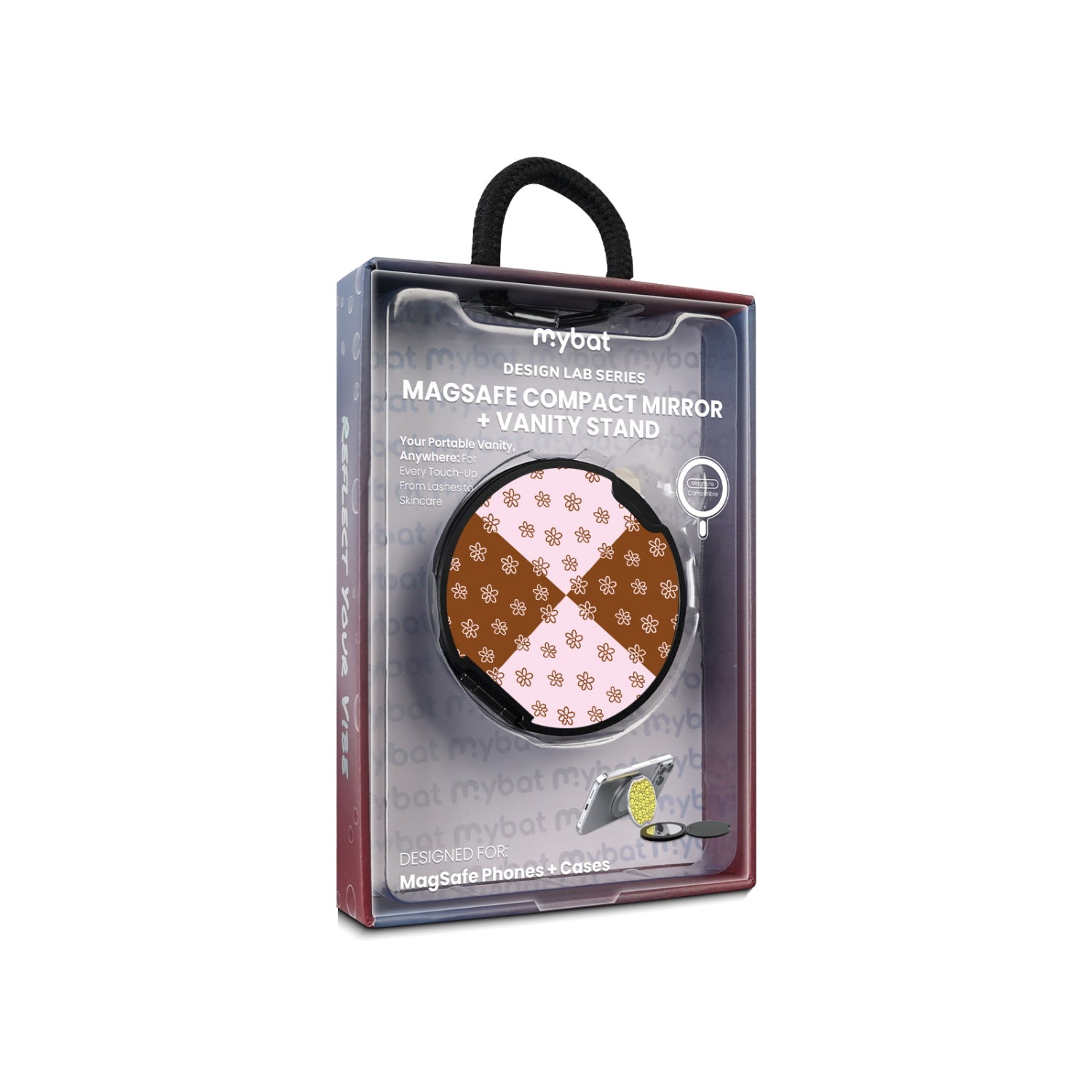 MyBat Design Lab MagSafe Selfie Mirror Kickstand - Black - Flower Patches - MOTHMNUSU331-484-11.jpg