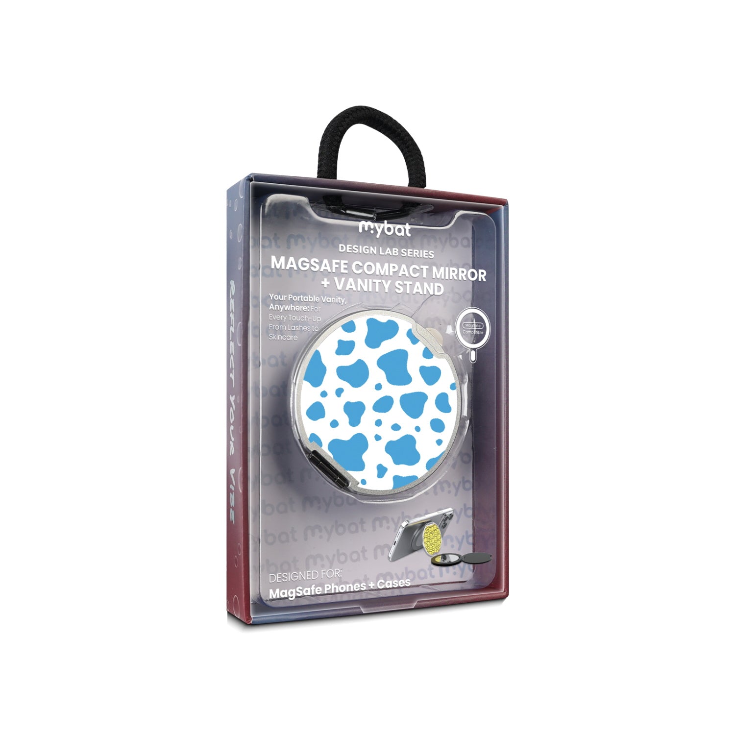 MyBat Design Lab MagSafe Selfie Mirror Kickstand - Silver - Blue Cow Print - MOTHMNUSU332-016-11.jpg