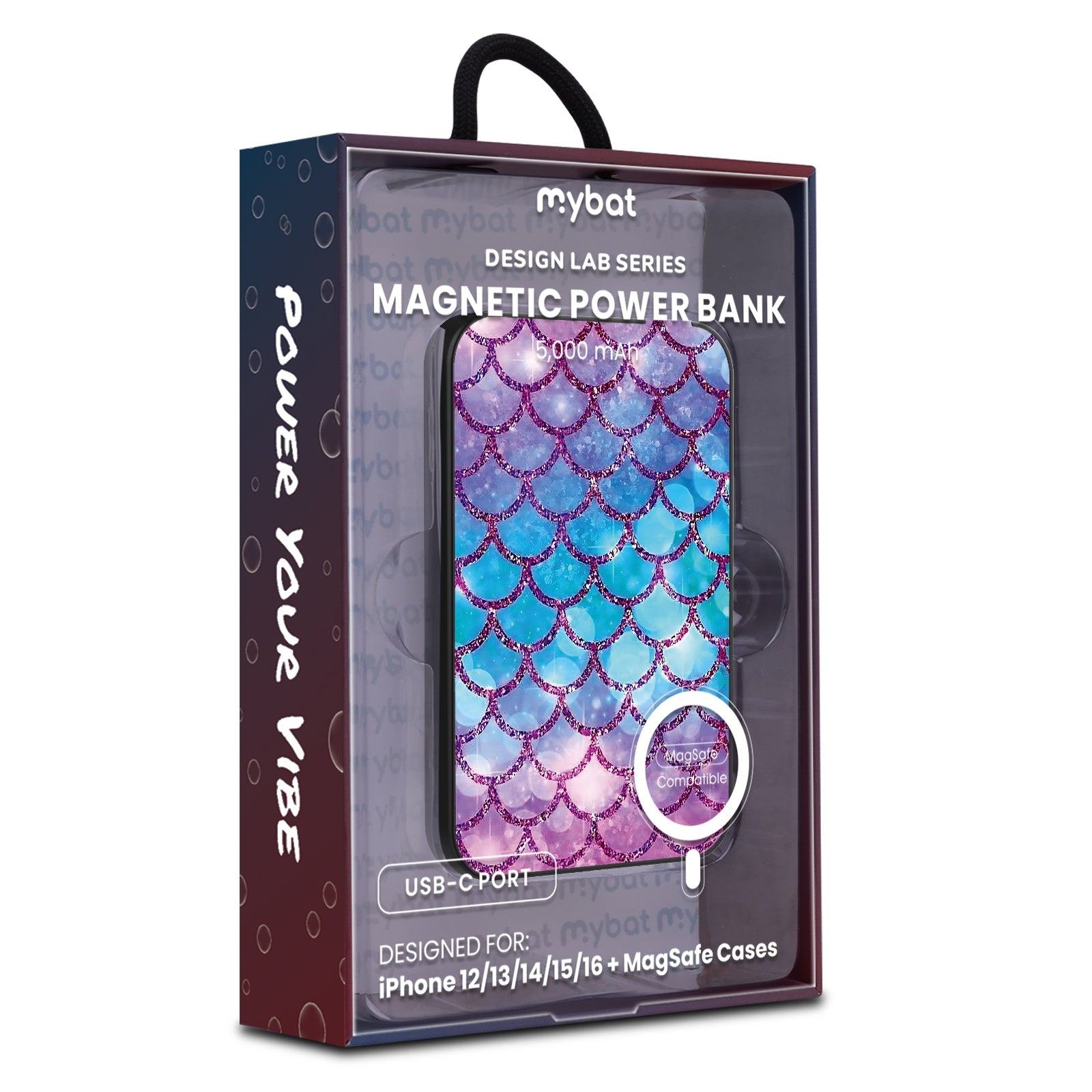 MyBat Design Lab 5000mAh Magnetic Wireless Power Bank - Black - Mermaid Scales - MPBBAT131-BK-458-9.jpg