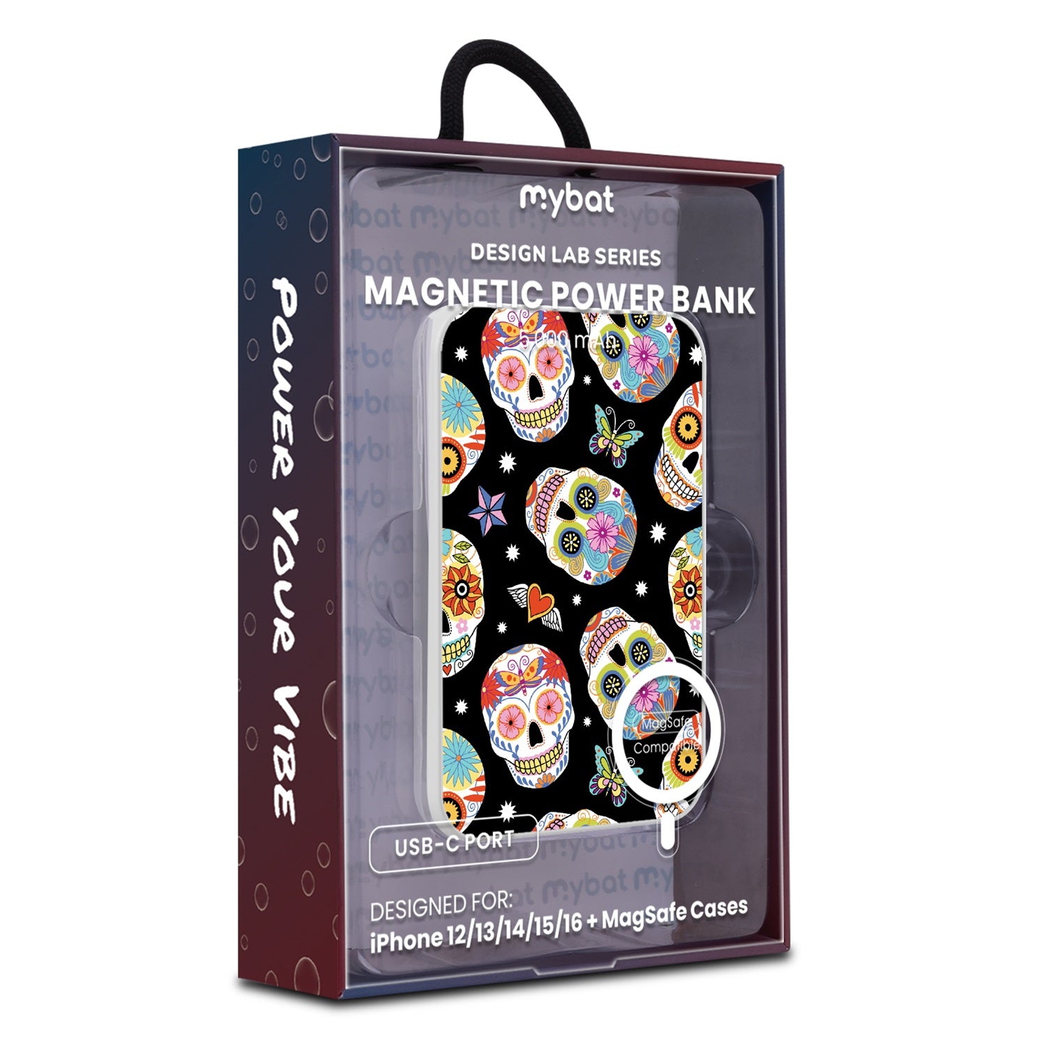 MyBat Design Lab 5000mAh Magnetic Wireless Power Bank - White - Day of the Dead - MPBBAT132-WH-056-9.jpg