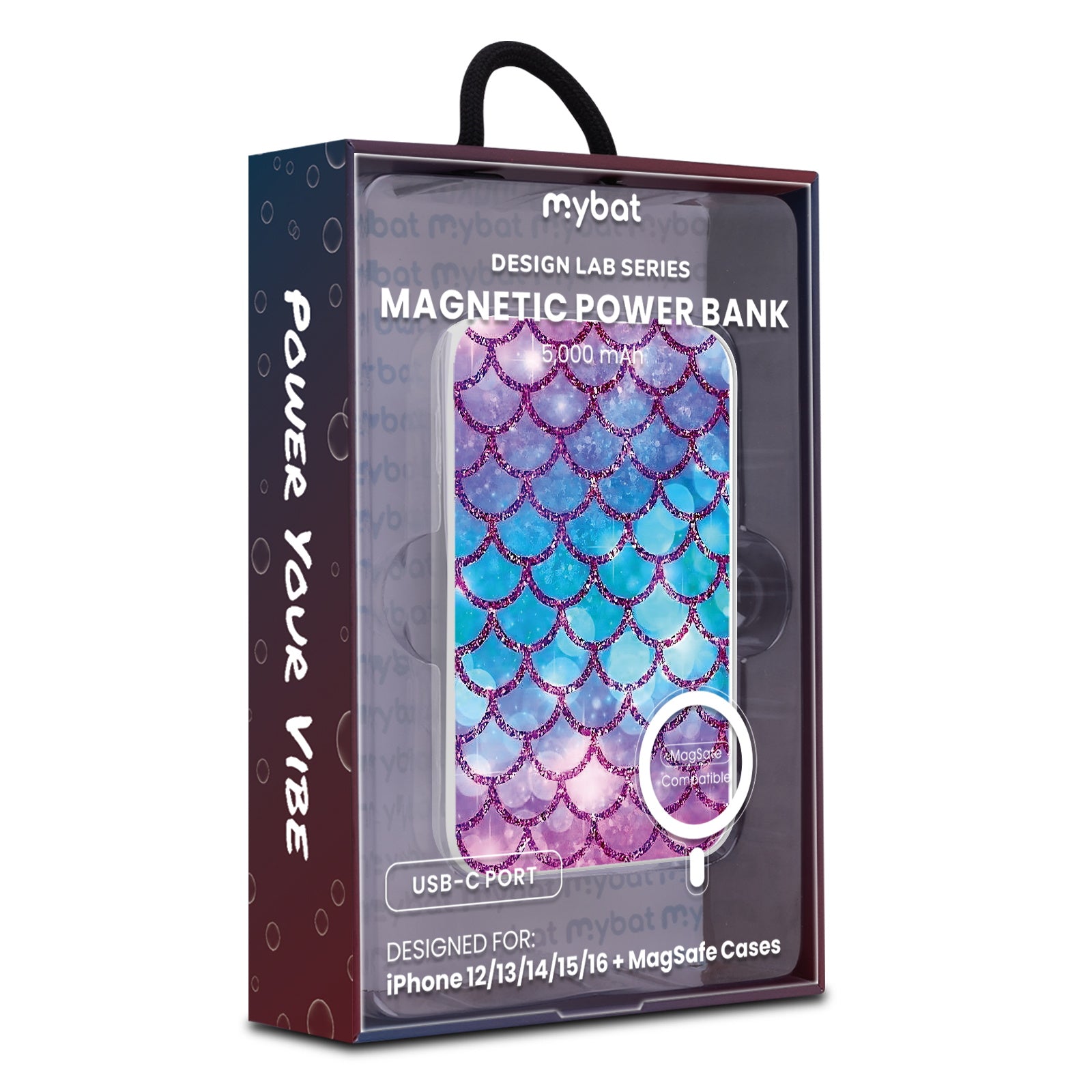 MyBat Design Lab 5000mAh Magnetic Wireless Power Bank - White - Mermaid Scales - MPBBAT132-WH-458-9.jpg