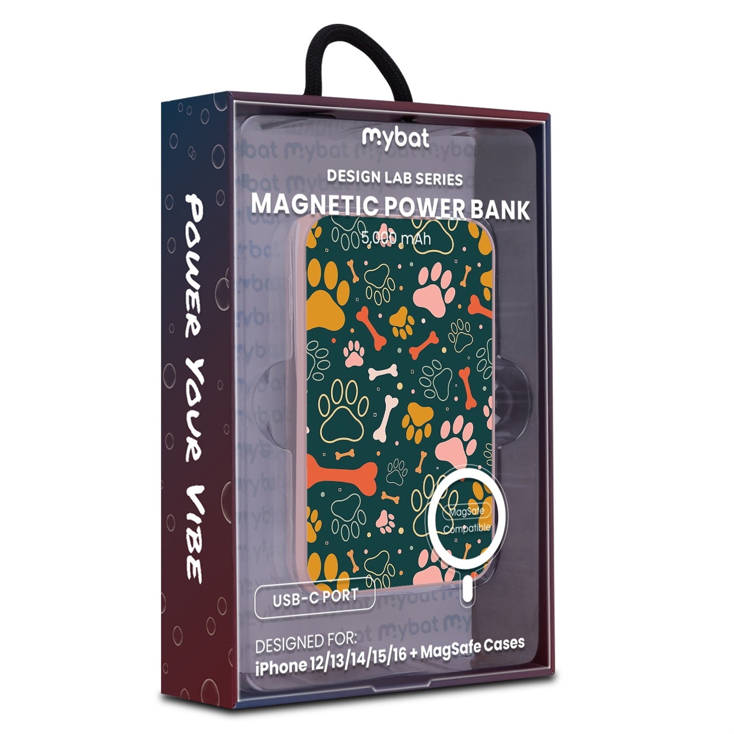 MyBat Design Lab 5000mAh Magnetic Wireless Power Bank - Pink - Paw Prints & Bones - MPBBAT133-PK-003-9.jpg
