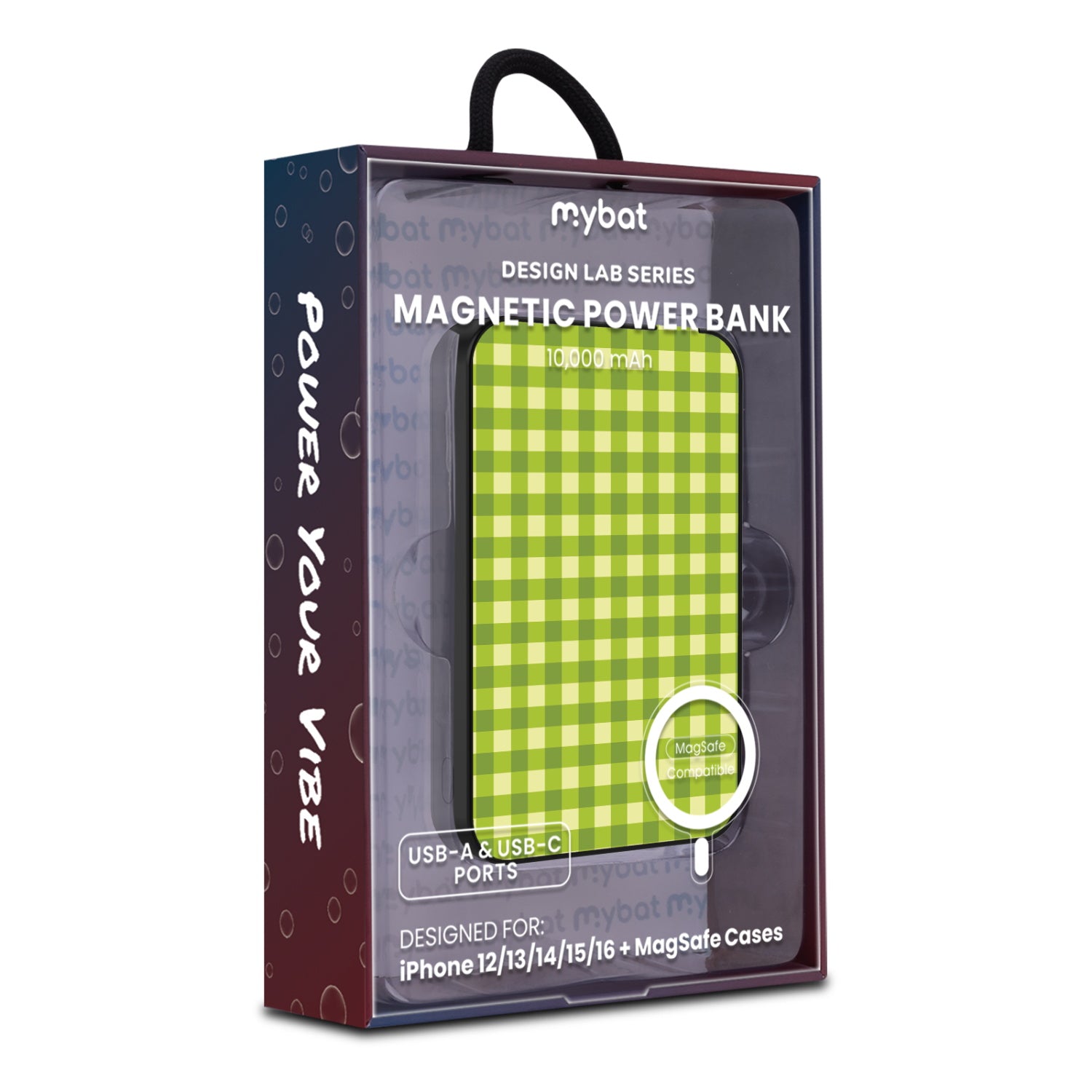 MyBat Design Lab 10000mAh Magnetic Wireless Power Bank - Black - Green Gingham - MPBBAT141-BK-476-9.jpg