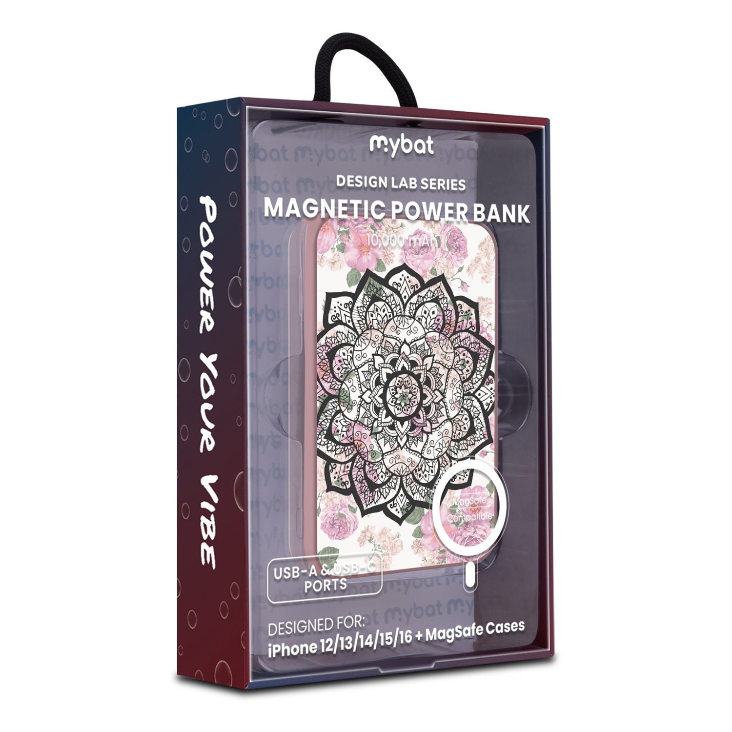 MyBat Design Lab 10000mAh Magnetic Wireless Power Bank - Pink - Mandala - MPBBAT143-PK-113-9.jpg