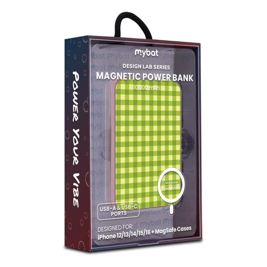 MyBat Design Lab 10000mAh Magnetic Wireless Power Bank - Pink - Green Gingham - MPBBAT143-PK-476-9.jpg
