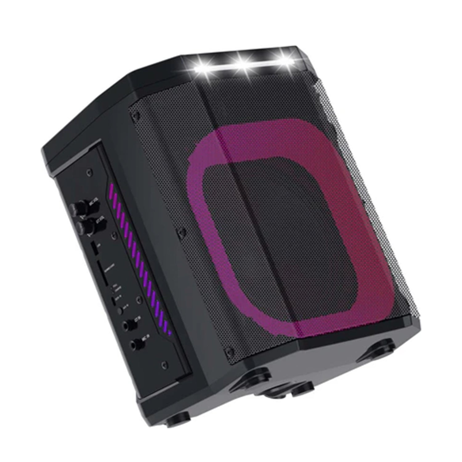 MaxPower 8” Portable Heavy-Duty  Bluetooth Speaker with Tilt Function, One Wireless Mic and Different LED Light Modes - Black