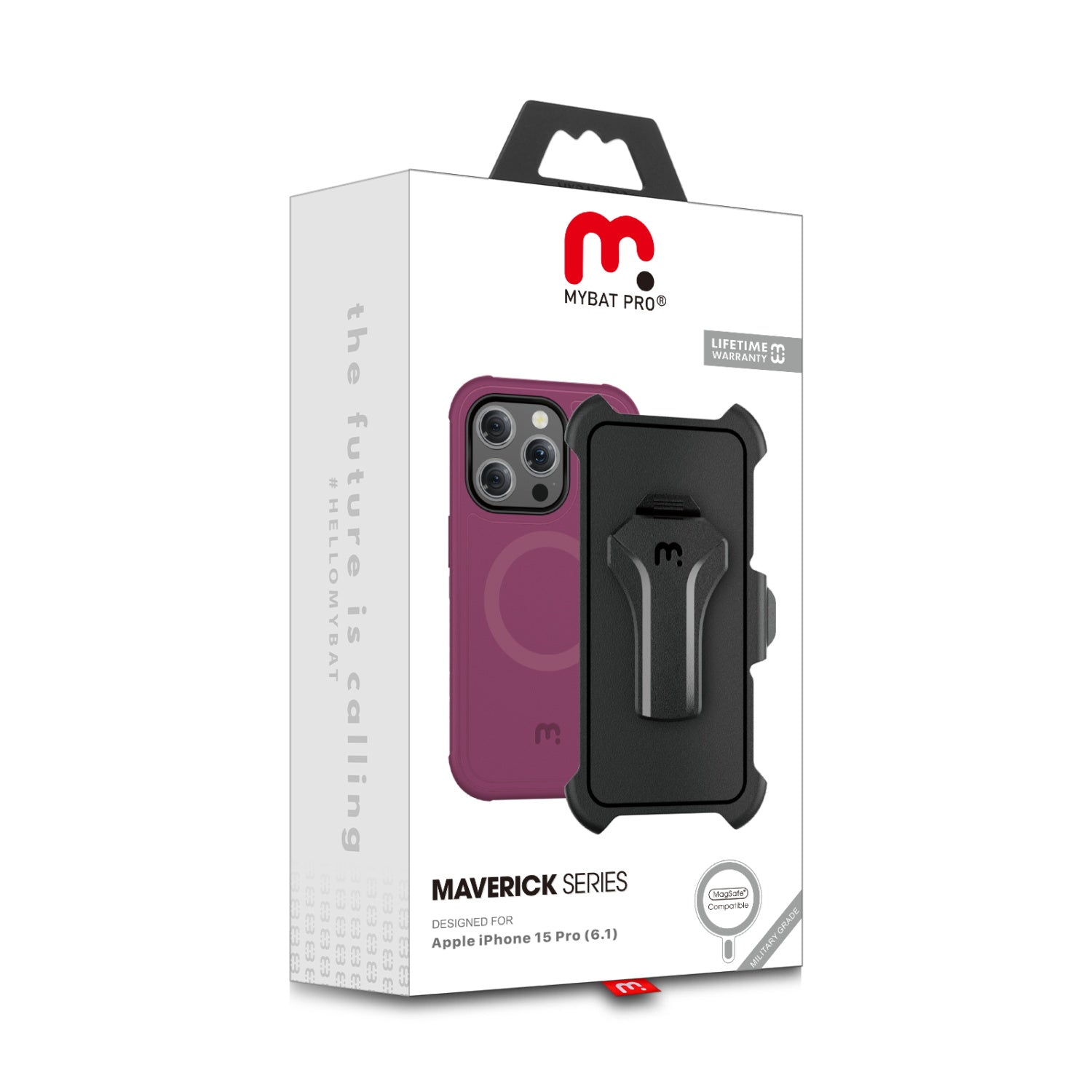 MyBat Pro Maverick Series MagSafe Case w/ Holster and Tempered Glass for Apple iPhone 15 Pro - Plum - RIP15PCS3NXMS003-10.jpg