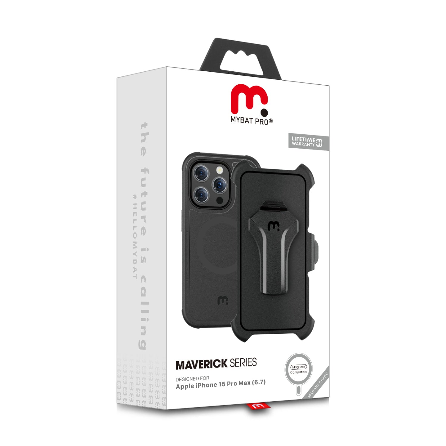 MyBat Pro Maverick Series MagSafe Case w/ Holster and Tempered Glass for Apple iPhone 15 Pro Max - Black - RIP15PMCS3NXMS001-10.jpg
