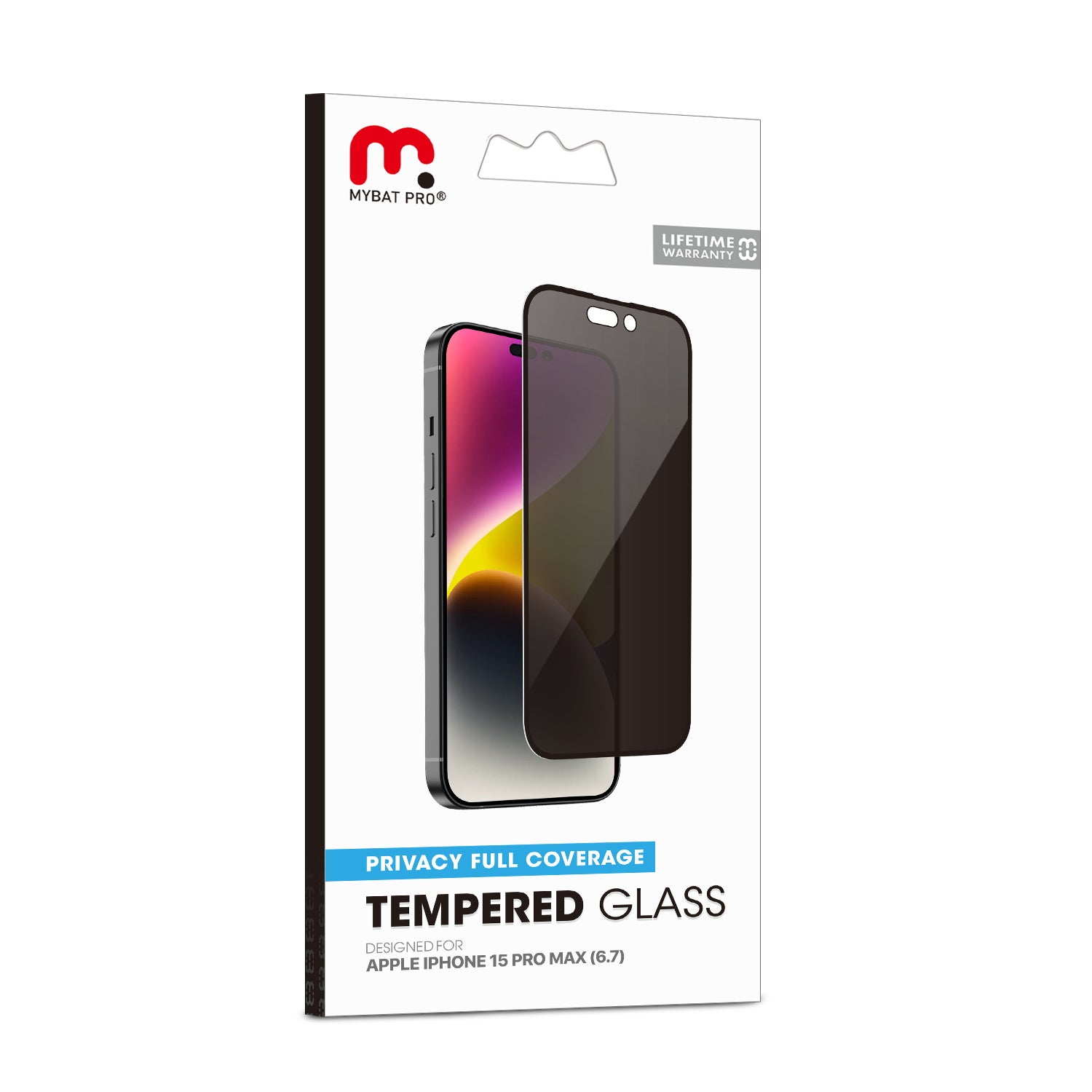 MyBat Pro Privacy Full Coverage Tempered Glass Screen Protector for Apple iPhone 15 Pro Max - Black - RIP15PMSCF111-7.jpg