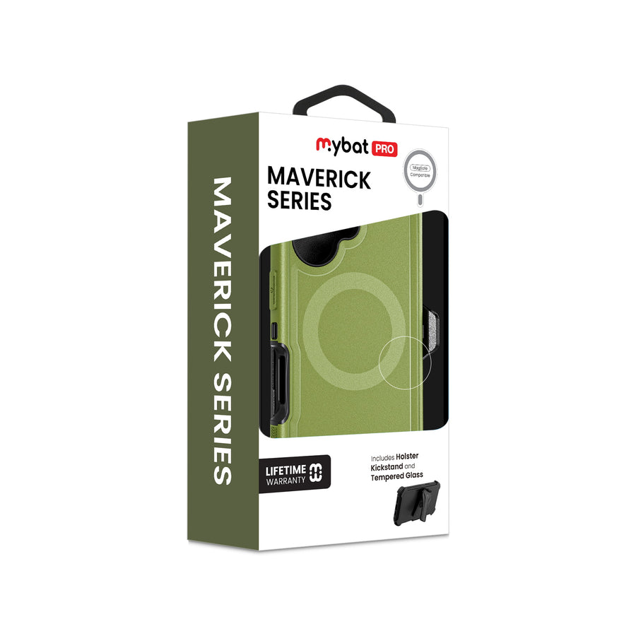 MyBat Pro Maverick Series MagSafe Case w/ Holster and Tempered Glass for Apple iPhone 17 - Army Green - RIP17CS3NXMS004-11.jpg