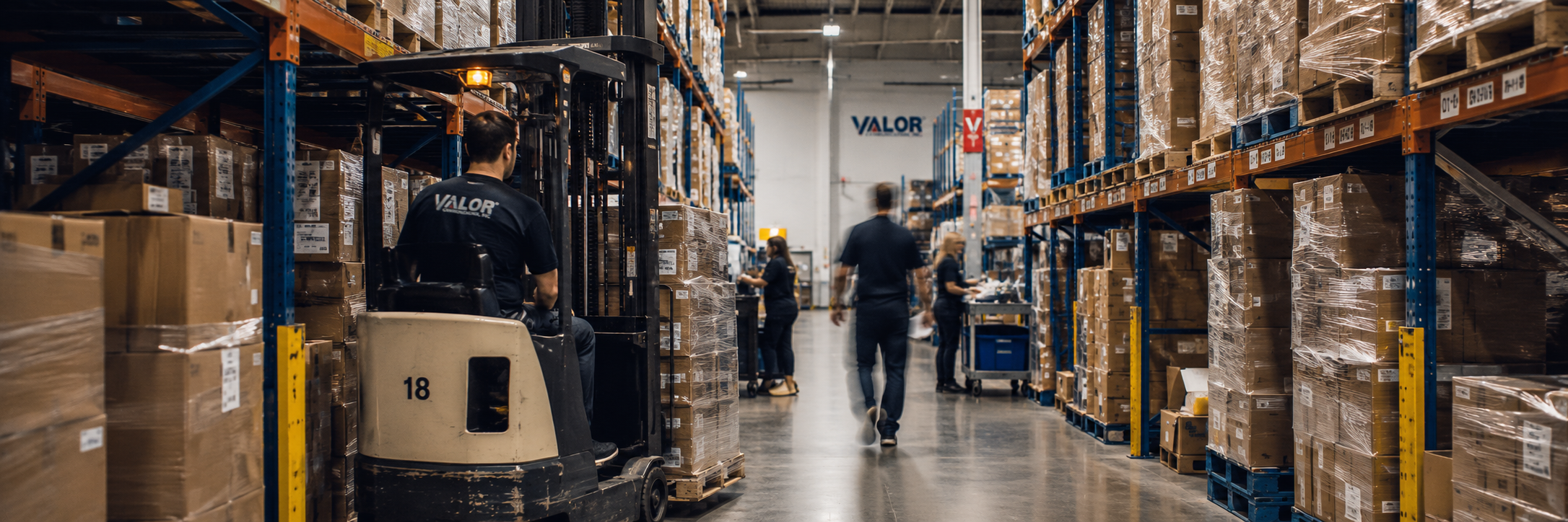 Valor warehouse team in motion
